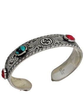 Gucci Cat Head Bangle Interlocking G 925 Sterling Silver Bracelet